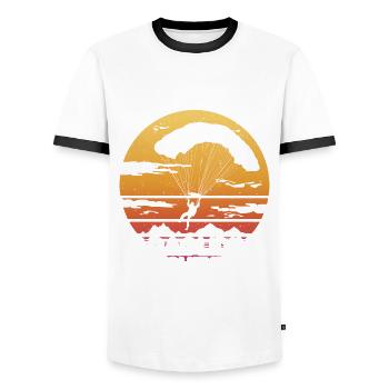 Tenue de parapente - T-shirt contrasté Homme - blanc/noir - Devant - AI Model Female 172 light (172cm) & AI Model Male 178 dark (178cm)