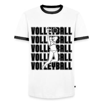 Volleyball Retro Beach Holiday Volleyball Player - Men's Ringer Shirt - white/black - Front - AI Model Female 172 light (172cm) & AI Model Male 178 dark (178cm)