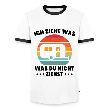 Ich ziehe was was du nicht ziehst Wohnwagen Camper - Männer Kontrast-T-Shirt - Weiß/Schwarz - Vorne - AI Model Female 172 light (172cm) & AI Model Male 178 dark (178cm)