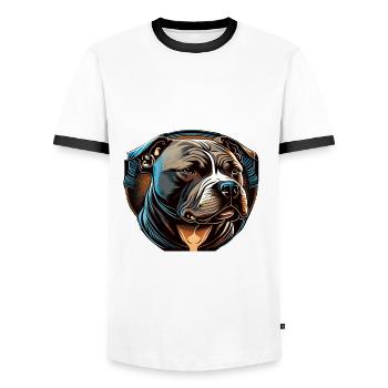 Pitbull Daddy Dad Cadeau - T-shirt contrasté Homme - blanc/noir - Devant - AI Model Female 172 light (172cm) & AI Model Male 178 dark (178cm)