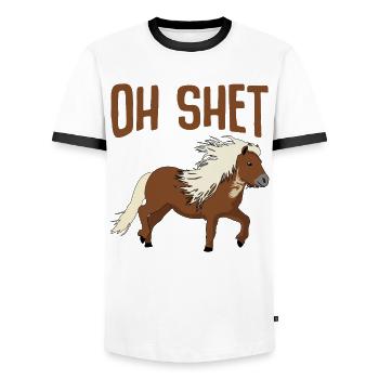Shetlandpony Shetty Shetland Pony - Männer Kontrast-T-Shirt - Weiß/Schwarz - Vorne - AI Model Female 172 light (172cm) & AI Model Male 178 dark (178cm)