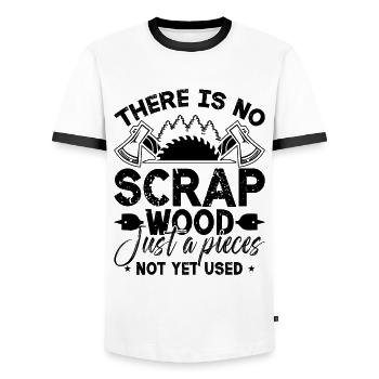 There Is No Scrap Wood Just Woodwork Wood Carver - Men's Ringer Shirt - white/black - Front - AI Model Female 172 light (172cm) & AI Model Male 178 dark (178cm)