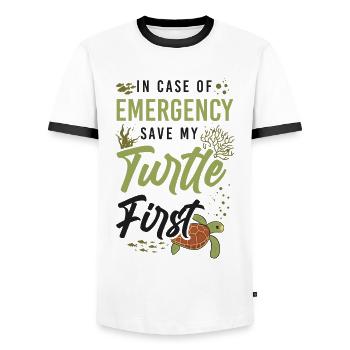 Sea Turtle Tortoise In Case Of - Men's Ringer Shirt - white/black - Front - AI Model Female 172 light (172cm) & AI Model Male 178 dark (178cm)