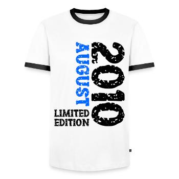 2010 August Limited Edition 13. Geburtstag Outfit - Männer Kontrast-T-Shirt - Weiß/Schwarz - Vorne - AI Model Female 172 light (172cm) & AI Model Male 178 dark (178cm)