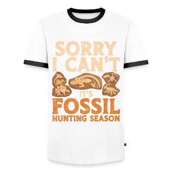 Paläontologe It's Fossil Hunting Season - Männer Kontrast-T-Shirt - Weiß/Schwarz - Vorne - AI Model Female 172 light (172cm) & AI Model Male 178 dark (178cm)