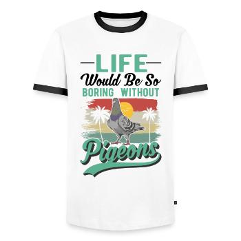 Pigeon Gift Pigeon Fancier City Pigeon Carrier Pigeon - Men's Ringer Shirt - white/black - Front - AI Model Female 172 light (172cm) & AI Model Male 178 dark (178cm)