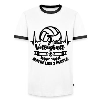 J’aime le volleyball de plage Amateur de volley-ball Joueur de volley-ball - T-shirt contrasté Homme - blanc/noir - Devant - AI Model Female 172 light (172cm) & AI Model Male 178 dark (178cm)