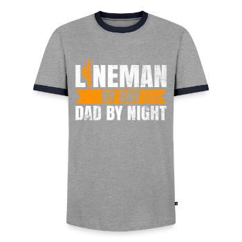 Elektrisches Kabel Lineman Design Für Lineworker - Men's Ringer Shirt - grey/navy  - Front - AI Model Female 172 light (172cm) & AI Model Male 178 light (178cm)
