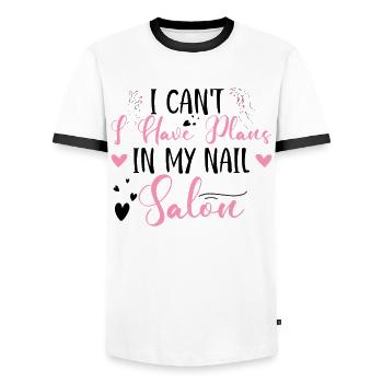 Ich Kann Nicht Habe Pläne In Meinem Nagelstudio - Männer Kontrast-T-Shirt - Weiß/Schwarz - Vorne - AI Model Female 172 light (172cm) & AI Model Male 178 dark (178cm)