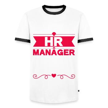 Je suis le responsable des ressources humaines contre lequel vos amis vous ont mis en garde - T-shirt contrasté Homme - blanc/noir - Devant - AI Model Female 172 light (172cm) & AI Model Male 178 dark (178cm)