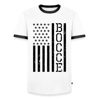 Bocce Bocci Petanque Loves Ball Sport Bocce Player - Men's Ringer Shirt - white/black - Front - AI Model Female 172 light (172cm) & AI Model Male 178 dark (178cm)