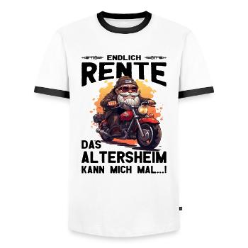 Endlich Rente Biker Opa - Motorradfahrer - Biker - Männer Kontrast-T-Shirt - Weiß/Schwarz - Vorne - AI Model Female 172 light (172cm) & AI Model Male 178 dark (178cm)