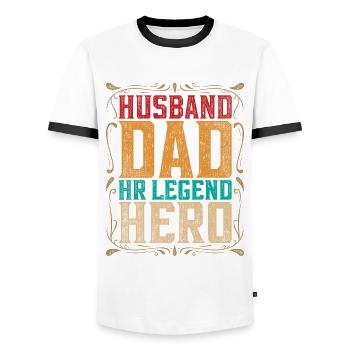 HR Manager Human Resources Manager Father - Men's Ringer Shirt - white/black - Front - AI Model Female 172 light (172cm) & AI Model Male 178 dark (178cm)