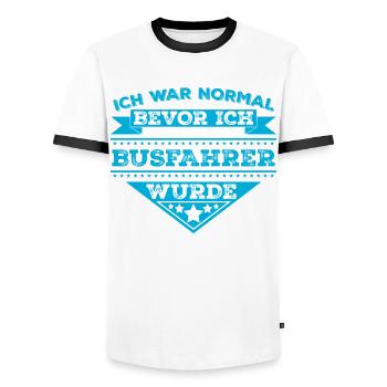 Linienbus Busfahrer Bus - Männer Kontrast-T-Shirt - Weiß/Schwarz - Vorne - AI Model Female 172 light (172cm) & AI Model Male 178 dark (178cm)