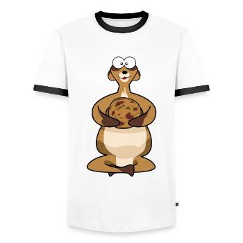 fat meerkat with biscuit - Men's Ringer Shirt - white/black - Front - AI Model Female 172 light (172cm) & AI Model Male 178 dark (178cm)