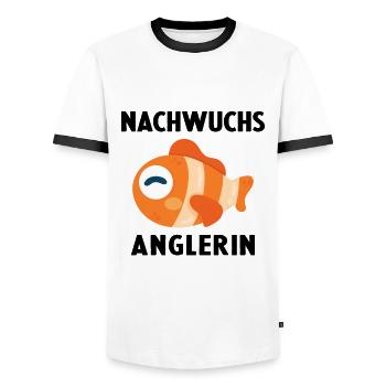 Nachwuchs Angler Angeln Baby Geburt Fische Fisch - Männer Kontrast-T-Shirt - Weiß/Schwarz - Vorne - AI Model Female 172 light (172cm) & AI Model Male 178 dark (178cm)