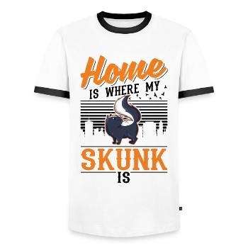 Zuhause ist wo mein Stinktier ist - Männer Kontrast-T-Shirt - Weiß/Schwarz - Vorne - AI Model Female 172 light (172cm) & AI Model Male 178 dark (178cm)