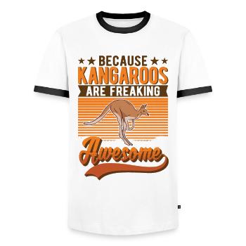 Because Kangaroos are freaking awesome kangaroo - Men's Ringer Shirt - white/black - Front - AI Model Female 172 light (172cm) & AI Model Male 178 dark (178cm)