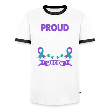 Fils du guerrier de la prévention du suicide - T-shirt contrasté Homme - blanc/noir - Devant - AI Model Female 172 light (172cm) & AI Model Male 178 dark (178cm)