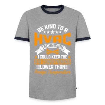 HVAC Techniker Design Für HVAC Lüftungstechniker - Men's Ringer Shirt - grey/navy  - Front - AI Model Female 172 light (172cm) & AI Model Male 178 light (178cm)
