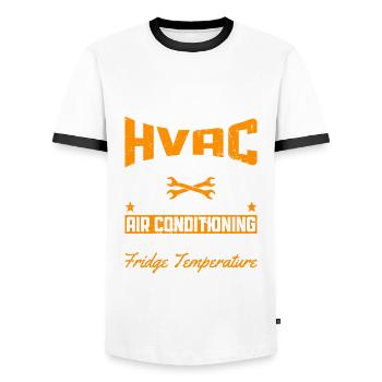 HVAC Techniker Design Für HVAC Lüftungstechniker - Men's Ringer Shirt - white/black - Front - AI Model Female 172 light (172cm) & AI Model Male 178 dark (178cm)