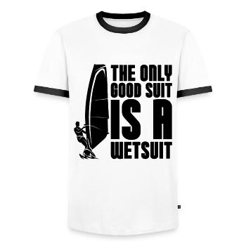 The Only Good Suit Kitesurfing Windsurfing Lover - Männer Kontrast-T-Shirt - Weiß/Schwarz - Vorne - AI Model Female 172 light (172cm) & AI Model Male 178 dark (178cm)