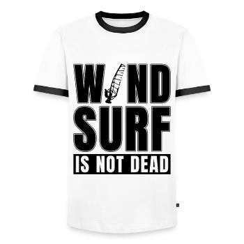 Wind Surf Is Not Dead Kitesurfer Windsurfing Lover - Men's Ringer Shirt - white/black - Front - AI Model Female 172 light (172cm) & AI Model Male 178 dark (178cm)