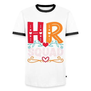 HR Manager Human Resources Manager HR Squad - Men's Ringer Shirt - white/black - Front - AI Model Female 172 light (172cm) & AI Model Male 178 dark (178cm)