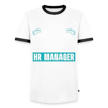 Je ne crie pas que c’est ma voix de responsable des ressources humaines - T-shirt contrasté Homme - blanc/noir - Devant - AI Model Female 172 light (172cm) & AI Model Male 178 dark (178cm)