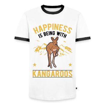 Kangourou Luck Kangourou australien - T-shirt contrasté Homme - blanc/noir - Devant - AI Model Female 172 light (172cm) & AI Model Male 178 dark (178cm)