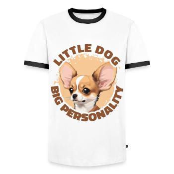 Little Dog Big Personality Chihuahua - Men's Ringer Shirt - white/black - Front - AI Model Female 172 light (172cm) & AI Model Male 178 dark (178cm)