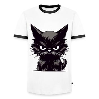 Cats Annoyed Cat Evil House Tiger - Men's Ringer Shirt - white/black - Front - AI Model Female 172 light (172cm) & AI Model Male 178 dark (178cm)