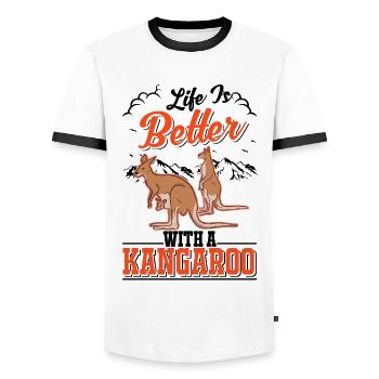 Life is better with kangaroos - Men's Ringer Shirt - white/black - Front - AI Model Female 172 light (172cm) & AI Model Male 178 dark (178cm)
