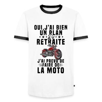 Motard Homme Moto Retraite Cadeau Motorcycle - T-shirt contrasté Homme - blanc/noir - Devant - AI Model Female 172 light (172cm) & AI Model Male 178 dark (178cm)