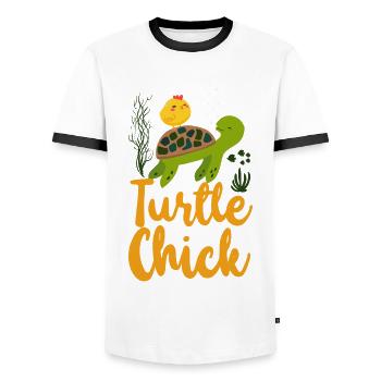 Sea Turtle Tortoise Chicken Turtle - Männer Kontrast-T-Shirt - Weiß/Schwarz - Vorne - AI Model Female 172 light (172cm) & AI Model Male 178 dark (178cm)