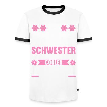 Familienmotiv Schwester - Männer Kontrast-T-Shirt - Weiß/Schwarz - Vorne - AI Model Female 172 light (172cm) & AI Model Male 178 dark (178cm)
