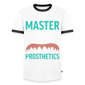 Dental Technician Master Of Dental Prosthetics - Men's Ringer Shirt - white/black - Front - AI Model Female 172 light (172cm) & AI Model Male 178 dark (178cm)