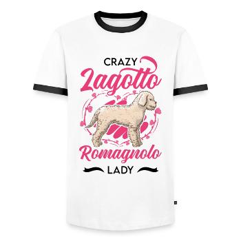 Crazy Lagotto Romagnolo Woman - Men's Ringer Shirt - white/black - Front - AI Model Female 172 light (172cm) & AI Model Male 178 dark (178cm)