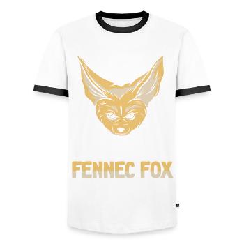 What the Fennec Fox owner Fennec Foxes - Men's Ringer Shirt - white/black - Front - AI Model Female 172 light (172cm) & AI Model Male 178 dark (178cm)