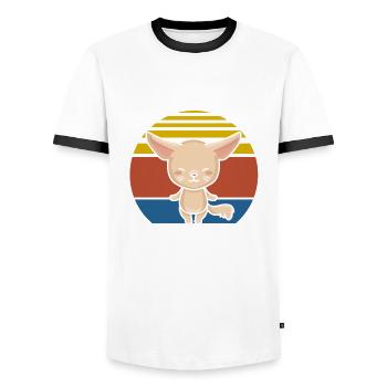 Fennek-fuchs-besitzer, Clevere, Kuschelige, - Männer Kontrast-T-Shirt - Weiß/Schwarz - Vorne - AI Model Female 172 light (172cm) & AI Model Male 178 dark (178cm)