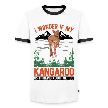 Kangourou australien Kangourou australien - T-shirt contrasté Homme - blanc/noir - Devant - AI Model Female 172 light (172cm) & AI Model Male 178 dark (178cm)
