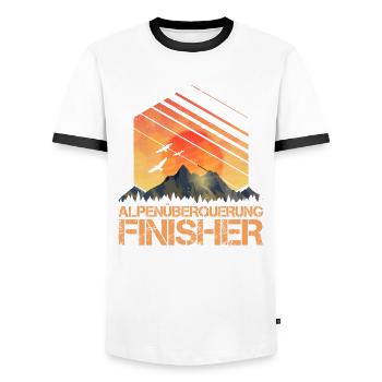 Alpenüberquerung Finisher München Venedig - Männer Kontrast-T-Shirt - Weiß/Schwarz - Vorne - AI Model Female 172 light (172cm) & AI Model Male 178 dark (178cm)
