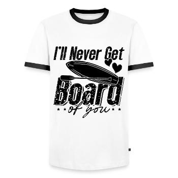 I'll Never Get Board Of Paddling Paddle Boarder - Men's Ringer Shirt - white/black - Front - AI Model Female 172 light (172cm) & AI Model Male 178 dark (178cm)