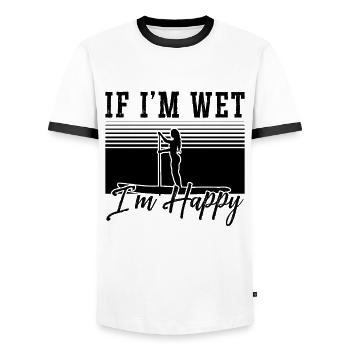 If I'm Wet I'm Happy SUP Board Paddle Boarder - Männer Kontrast-T-Shirt - Weiß/Schwarz - Vorne - AI Model Female 172 light (172cm) & AI Model Male 178 dark (178cm)