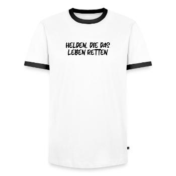 Feuerwehr - Helden, die das Leben retten - Männer Kontrast-T-Shirt - Weiß/Schwarz - Vorne - AI Model Female 172 light (172cm) & AI Model Male 178 dark (178cm)