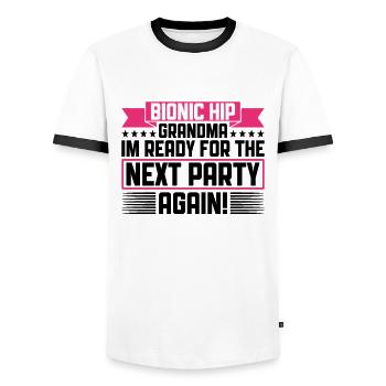 Bionische Hüft-oma-design Für Überlebende Der - T-shirt contrasté Homme - blanc/noir - Devant - AI Model Female 172 light (172cm) & AI Model Male 178 dark (178cm)