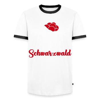 Schwarzwald Wandern Bollenhut - Männer Kontrast-T-Shirt - Weiß/Schwarz - Vorne - AI Model Female 172 light (172cm) & AI Model Male 178 dark (178cm)