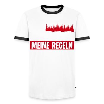 Schwarzwald Schwarzwälder - Männer Kontrast-T-Shirt - Weiß/Schwarz - Vorne - AI Model Female 172 light (172cm) & AI Model Male 178 dark (178cm)