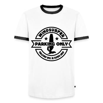 Windsurfer Parking Only Violators Will Wakeboard - Männer Kontrast-T-Shirt - Weiß/Schwarz - Vorne - AI Model Female 172 light (172cm) & AI Model Male 178 dark (178cm)