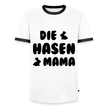 Die Hasen Mama Hase Kaninchen Mutter Haustier - Männer Kontrast-T-Shirt - Weiß/Schwarz - Vorne - AI Model Female 172 light (172cm) & AI Model Male 178 dark (178cm)